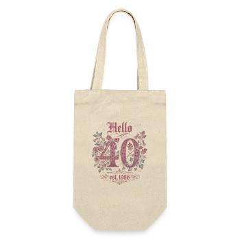 Hello 40 Leopard Pink Edition - Geschenkbeutel für Flaschen - Natur - Vorne