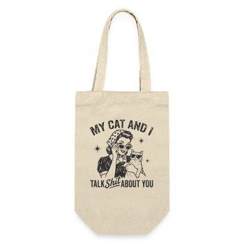 Katzengespräch im Retrostil Lästern Geschenk - Geschenkbeutel für Flaschen - Natur - Vorne