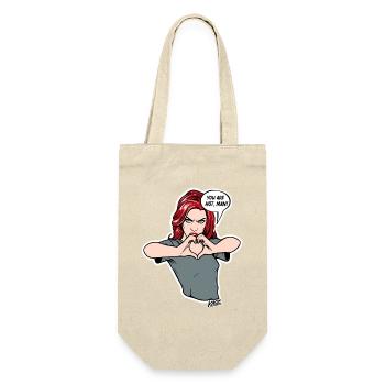 Herzhände Attitüde Cartoon Tee - Geschenkbeutel für Flaschen - Natur - Vorne