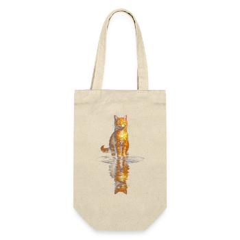 Orangener Katzenkünstler am Wasserspiegel - Geschenkbeutel für Flaschen - Natur - Vorne