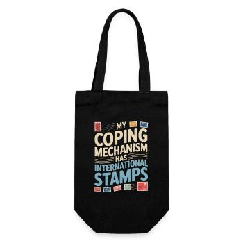 Stamps help | Postcrossing - Gift Bag for Bottles - black - Front