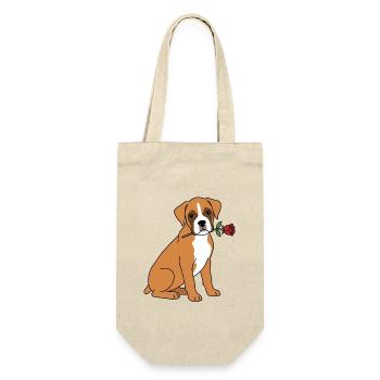 Cute Boxer Dog Valentine Rose Puppy Pet Owner - Gift Bag for Bottles - nature - Front