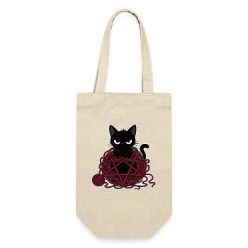Black cat in a red ball of wool - Gift Bag for Bottles - nature - Front