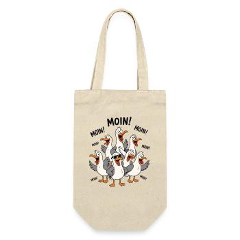MOIN Möwen Chaos Küste Lustig Shirt - Geschenkbeutel für Flaschen - Natur - Vorne