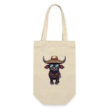 Stier Comic Lustig Sombrero - Geschenkbeutel für Flaschen - Natur - Vorne