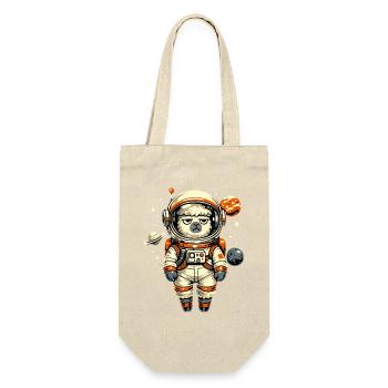 Grummeliges Alpaka Astronaut im Weltraum - Geschenkbeutel für Flaschen - Natur - Vorne
