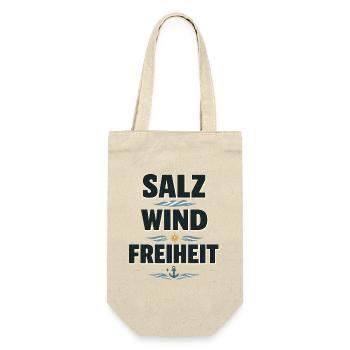 Salz Wind Freiheit maritimer Küsten Spruch - Geschenkbeutel für Flaschen - Natur - Vorne