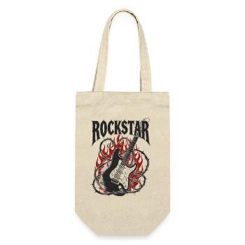 Vatertag Papa Rock Star Gitarre Musik Vater  - Geschenkbeutel für Flaschen - Natur - Vorne