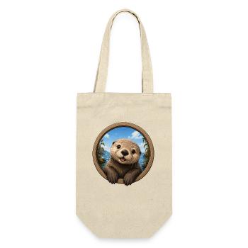 Otter in round window by the sea - Gift Bag for Bottles - nature - Front