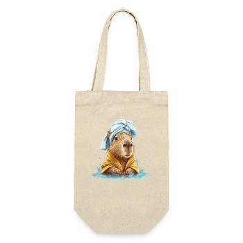 Kapybara in a bath towel and bathrobe - Gift Bag for Bottles - nature - Front