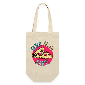 Slice Slice Baby – Retro Pizza  - Gift Bag for Bottles - nature - Front