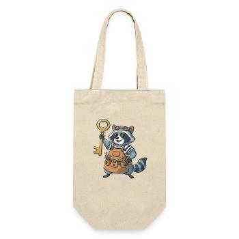 Schlüsselhelden Bau-Raccoon - Geschenkbeutel für Flaschen - Natur - Vorne