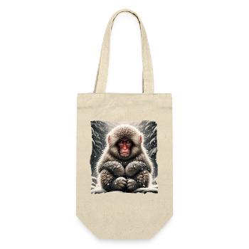 Schneeaffe Snow Monkey - Geschenkbeutel für Flaschen - Natur - Vorne