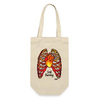 Feuer Herz im mit Rippen Tattoo Style - Geschenkbeutel für Flaschen - Natur - Vorne