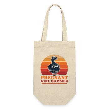 Schwangere Mädelsommer Retro - Geschenkbeutel für Flaschen - Natur - Vorne