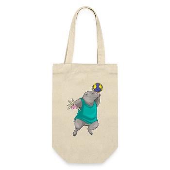 Maulwurf Handballer Handball Sport - Geschenkbeutel für Flaschen - Natur - Vorne