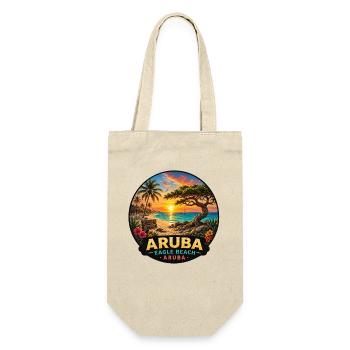 Karibischer Sonnenuntergang Palm Bäume Aruba  - Geschenkbeutel für Flaschen - Natur - Vorne