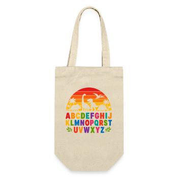 Regenbogen-Dino-Alphabet - Geschenkbeutel für Flaschen - Natur - Vorne