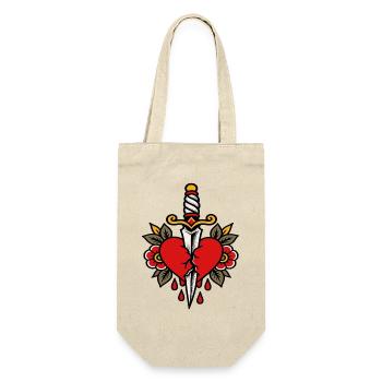 Heart Pierced Dagger Tattoo Style - Gift Bag for Bottles - nature - Front