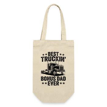 Bester Trucker Papa Bonus Dad - Geschenkbeutel für Flaschen - Natur - Vorne