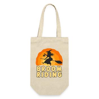 Broom Riding Witch – Halloween Hexen Spaß - Geschenkbeutel für Flaschen - Natur - Vorne