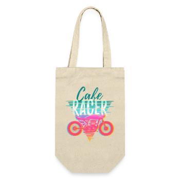 Motorrad – Geschenkidee Café Racer Retro - Geschenkbeutel für Flaschen - Natur - Vorne