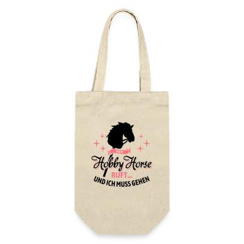 Mein Hobby Horse ruft | Reitsport | Geschenk - Geschenkbeutel für Flaschen - Natur - Vorne