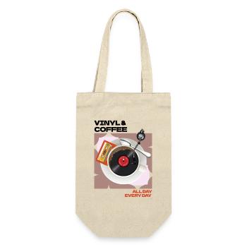Vinyl & Coffee All Day Every Day - Geschenkbeutel für Flaschen - Natur - Vorne