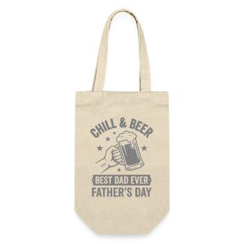 CHILL & BEER BEST DAD’S EVER Logo de la fête des pères - Sac à bouteille - nature - Devant