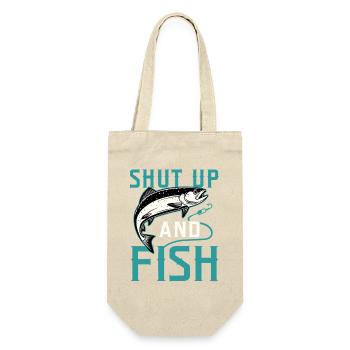 Shut Up and Fish Funny Vintage Salmon Fishing Art - Gift Bag for Bottles - nature - Front