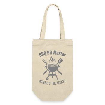 BBQ PIT MASTER WHERE’S THE MEAT Grill Grafik - Geschenkbeutel für Flaschen - Natur - Vorne