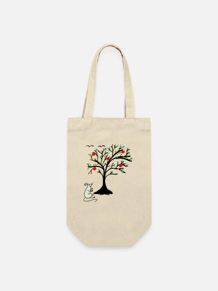 Niedliche Maus Äpfel Apfelbaum Kind - Geschenkbeutel für Flaschen - Natur