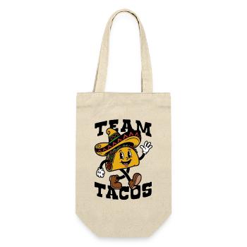 Team Tacos | Fröhlicher Taco Sombrero Cartoon - Geschenkbeutel für Flaschen - Natur - Vorne