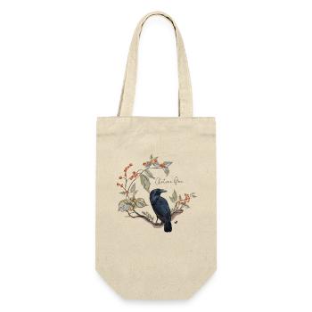 Rabe in Kreis von Herbstblättern Abbildung - Geschenkbeutel für Flaschen - Natur - Vorne