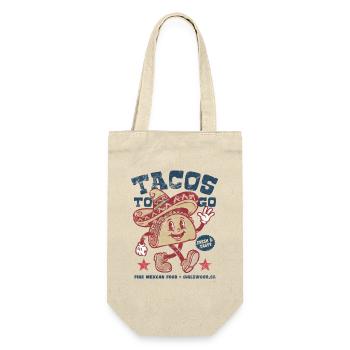 Tacos To Go | Fröhlicher Taco Sombrero Cartoon - Geschenkbeutel für Flaschen - Natur - Vorne