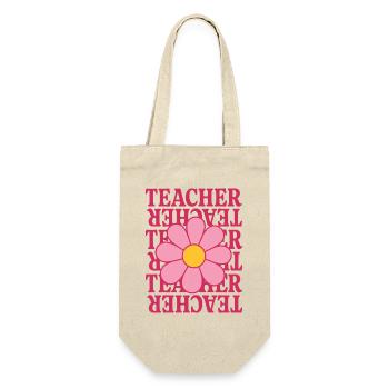 Teacher Floral Retro Teacher Gift Shirt - Gift Bag for Bottles - nature - Front