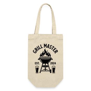 GRILL MASTER EST 2024 Grillmeister - Geschenkbeutel für Flaschen - Natur - Vorne