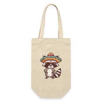 Waschbär Lustig Sombrero - Geschenkbeutel für Flaschen - Natur - Vorne