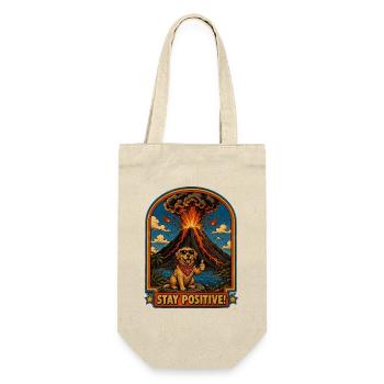 Dog in front of volcano – Stay positive - Gift Bag for Bottles - nature - Front