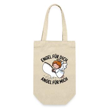  Engel Für Dich Angel Für Mich Lustiger Angel - Geschenkbeutel für Flaschen - Natur - Vorne