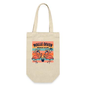 Malle Diven Beach Club Flamingo Mallorca Party  - Geschenkbeutel für Flaschen - Natur - Vorne