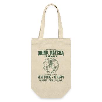 Trinke Matcha-Zeremonie Lies Bücher Sei glücklich Matcha - Geschenkbeutel für Flaschen - Natur - Vorne