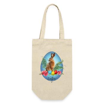 Hase, Ostereier und Kirschblüten Abbildung - Geschenkbeutel für Flaschen - Natur - Vorne