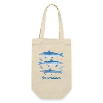 Les Sardines: mediterranes Fisch Design - Geschenkbeutel für Flaschen - Natur - Vorne