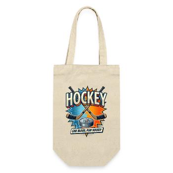 Retro Eishockey Schläger Puck Comic - Gift Bag for Bottles - nature - Front