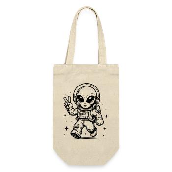 Astronaut Alien Peace im Weltraum - Geschenkbeutel für Flaschen - Natur - Vorne