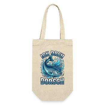 Ich dreh Dorsch Lustiger Angler Fisch - Geschenkbeutel für Flaschen - Natur - Vorne