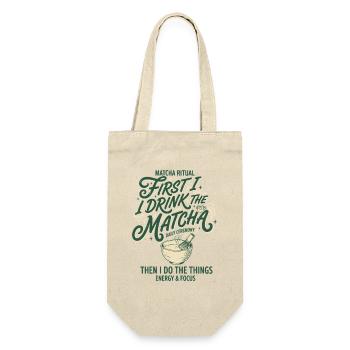 Zuerst trinke ich den Matcha, dann mache ich die Dinge - Geschenkbeutel für Flaschen - Natur - Vorne