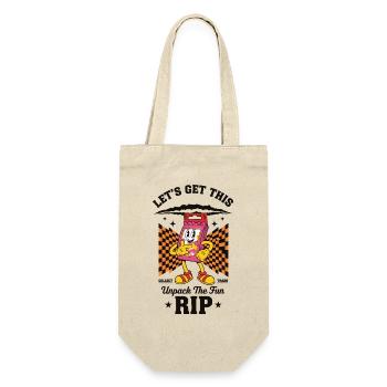 Lass uns das holen und die Spaß-Rip-Sammelkarte auspacken - Geschenkbeutel für Flaschen - Natur - Vorne