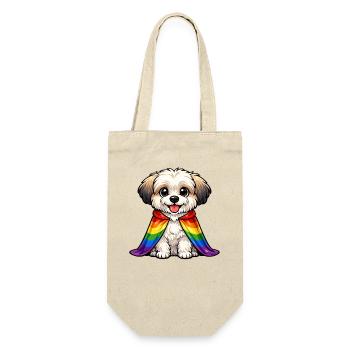 Havaneser Pride Hund Regenbogen-Umhang LGBTQ - Geschenkbeutel für Flaschen - Natur - Vorne